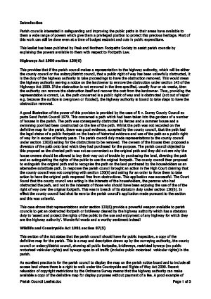 Cover of leaflet explaining the powers available to parish councils with respect to Footpath Law
